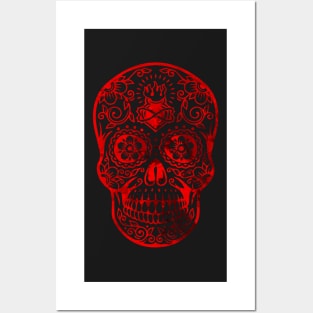 RED MEXICAN LATINO SCULL DESIGN Posters and Art